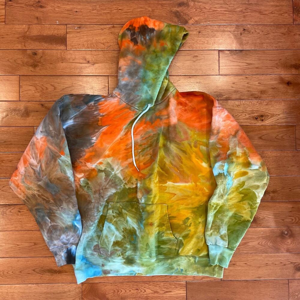 Ice Dyed Hoodie - Comfortable Soft Sweatshirt - Tie Dye Hippie Men Women Large